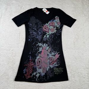Vintage Y2K Ed Hardy NWT Deadstock Long Sleeve Women’s Graphic Tattoo Long Shirt